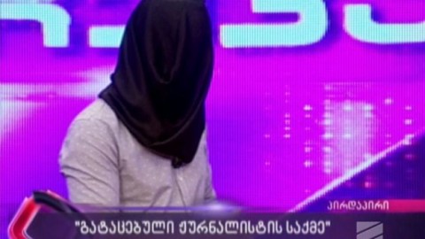 Georgian journalists conduct 'bag protest' over reporter's arrest