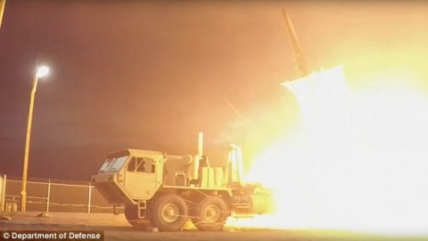 US anti-ballistic missile is launched at a target over the Pacific Ocean after North Korea's successful test of ICBM that can hit New York City