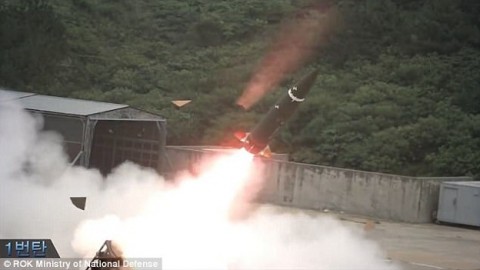 Bullseye! South Korea shows off pinpoint accuracy of its bunker-busting missiles that could be used to wipe out Kim Jong-un's regime