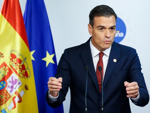 Spain's Prime minister Pedro Sanchez holds a news conference at the European Council summit in Brussels. Photo: EPA file