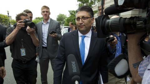 Assistant Attorney General Makan Delrahim leaves the federal courthouse, June 12, 2018, in Washington. Photo: AP