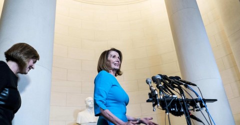 House Minority Leader Nancy Pelosi approaches the microphones to speak to journalists November 28, 2018. Photo: Melina Mara/The Washington Post via Getty Images
