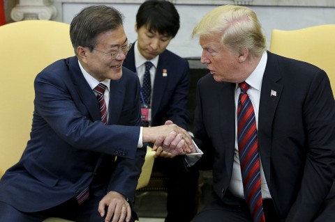 At the G-20 summit in Argentina over the weekend, President Donald Trump discussed the issue of North Korea with South Korean President Moon Jae-in. Photo: Oliver Contreras-Pool/Getty Images