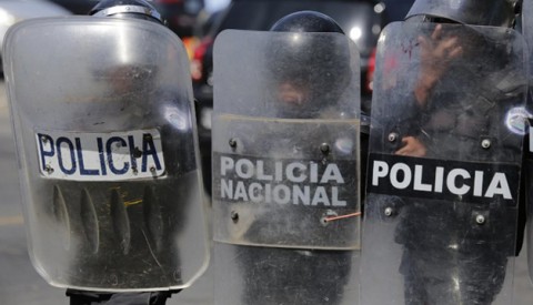 Police anti-riot units loyal to the regime in a protest in Nicaragua
