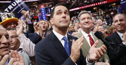 Wisconsin Governor Scott Walker at the Republican National Convention in Cleveland, Ohio, on July 19, 2016. Photo: Jonathan Ernst / Reuters