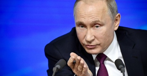 Russian president Vladimir Putin during a massive annual press conference 