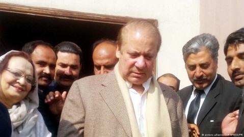Nawaz Sharif outside the courtroom where he was sentenced to seven more years in prison for corruption. Photo: Zuma Press / PPI