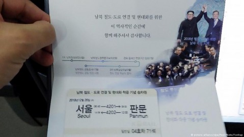 Ticket for North and South Korean rail service. Photo: Yonhap / dpa