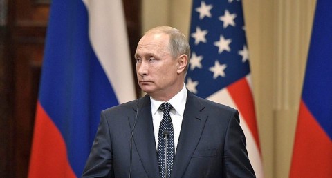 Russian Federation President Vladimir Putin at the Helsinki Summit with U.S. President Donald Trump. Kremlin photo