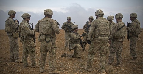 US soldiers gather in Manbij, Syria, in November 2018. Photo: Specialist Zoe Garbarino / US Army via AP