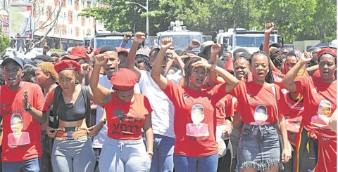 Durban University of Technology students march through the streets to demand justice for Mlungisi Madonsela, who was shot dead on campus