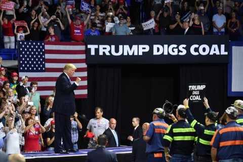 Donald Trump entertains his base. Photo: Mandel Ngan / Getty Images