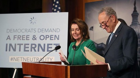 Democrats are trying to bring back net neutrality. Shown here are House Speaker Nancy Pelosi and Sen. Chuck Schumer. Photo: Getty Images
