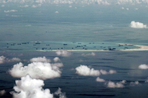 Tensions in the South China Sea have flared, this file photo shows land reclamation of Mischief Reef in the Spratly Islands. Photo: AP