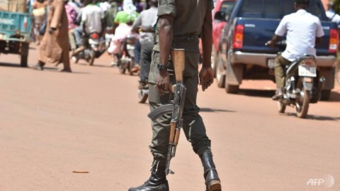 A policeman patrols in the centre of Ouahigouya, eastern Burkina Faso, on October 29, 2018