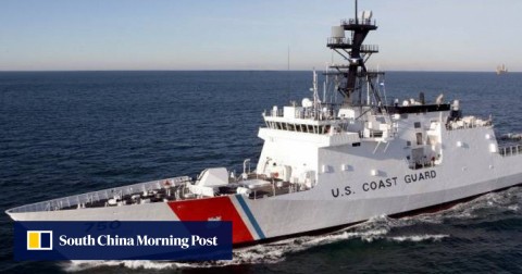 The USCGC Bertholf (above) and the guided missile destroyer USS Curtis Wilbur crossed the Taiwan Strait.
