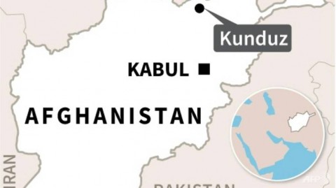 Map of Afghanistan locating Kunduz, where at least 13 civilians were killed in air strike by 
