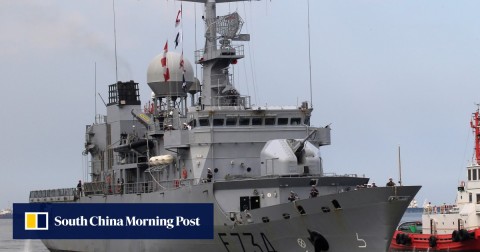 The French frigate Vendémiaire sailed through the Taiwan Strait on April 6. 