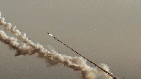Rockets were seen in the sky above Ashkelon in Israel