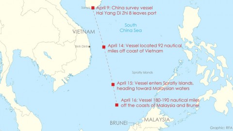 Chinese Survey Ship Moves to Malaysian, Bruneian Waters