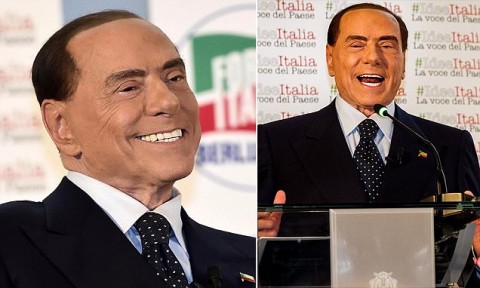 Ex Italian PM Silvio Berlusconi displays frozen smile during meeting