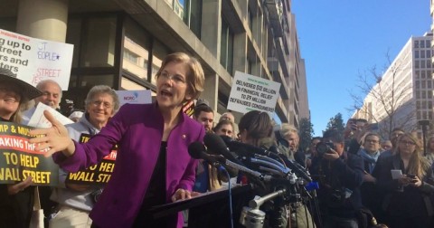 Elizabeth Warren is taking her war with Donald Trump to the streets