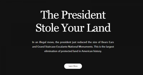'The president stole your land,' Patagonia homepage says