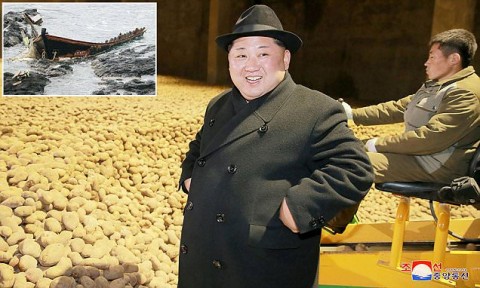 Bangers Un mash: Kim beams as he visits potato factory