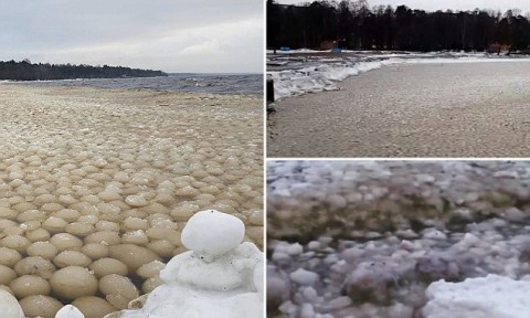 Thousands of mystery ice balls wash up on Russian coast 