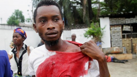 Blood in the streets at a protest against Kabila in Kinshasa. Photo: Kenny Katombe/Reuters