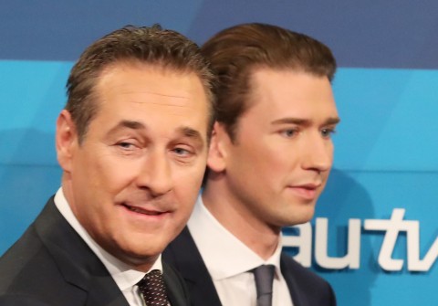 Chancellor Sebastian Kurz of the OVP (right) and Vice-Chancellor Heinz-Christian Strache of the FPO were sworn in on Monday Getty