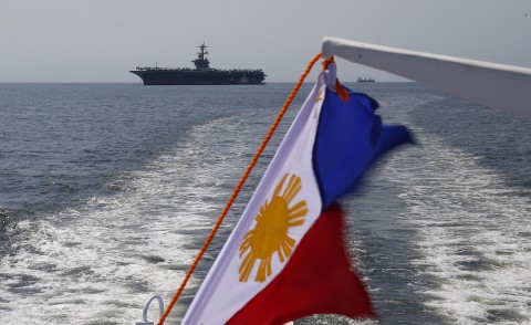 The aircraft carrier USS Carl Vinson left a four-day port visit in the Philippines on Tuesday and is leading a strike group to conduct a 