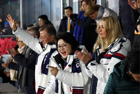 Ivanka Trump attended the Olympics closing ceremonies with South Korean President Moon Jae-in and first lady Kim Jung-sook. Photo: Patrick Semansky /Associated Press