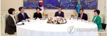 文大統領が与野党代表と会合　朝鮮半島非核化「まだ楽観できない」