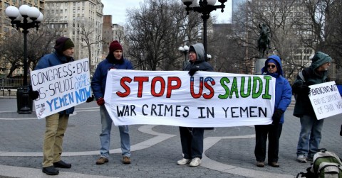 Protesters last month demanded that Congress put a stop to the United States' support of the Saudi-led coalition in the war in Yemen. Photo: Felton Davis/Flickr/cc
