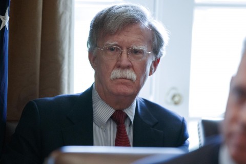US National Security Adviser John Bolton listens as President Donald Trump speaks during a cabinet meeting at the White House, April 9, 2018. Photo: Evan Vucci / AP