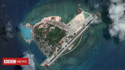 An HK-6K bomber is believed to have landed on Woody Island in the South China Sea. Photo: Google / Digital Globe
