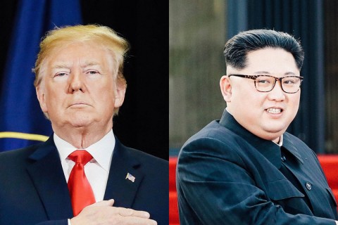 Donald Trump, Kim Jong-un. Photos by Mark Wilson/Getty Images and Korea Summit Press Pool/AFP/Getty Images.