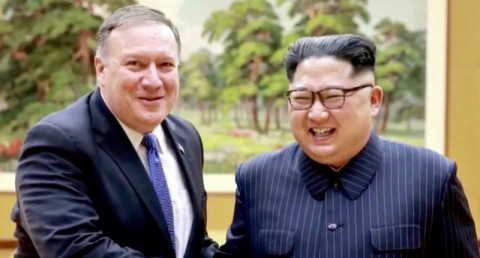 Mike Pompeo and Kim Jong-un during their negotiations/Screenshot