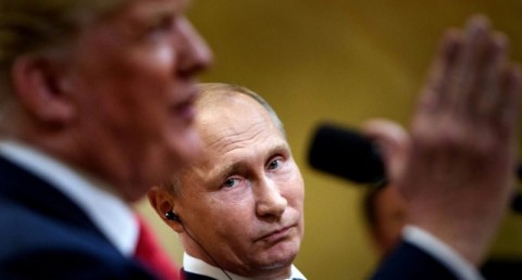 President Donald Trump's manner with Russian leader Vladimir Putin was in contrast to the anger he flashed at NATO allies. (AFP / Brendan Smialowski)