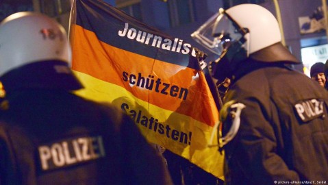 German police at a far-right demonstration in Duisberg. Photo: C. Seidel / dpa