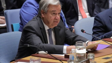 Secretary General of the United Nations Antonio Guterres addresses the Security Council at the United Nations Headquarters in New York, Aug. 29, 2018. Photo: Reuters