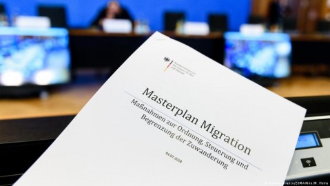 A copy of the Masterplan Migration seen during a presentation introducing the proposal. Photo: M. Heine / ZUMA