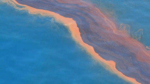 Heavy band of oil from the Deepwater Horizon oil spill seen during an overflight on May 12, 2010. Photo: NOAA
