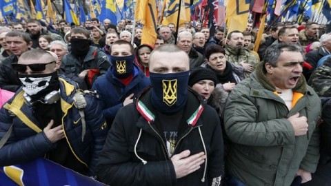 Ukrainian right-wing groups stage anti-government rally in Kiev