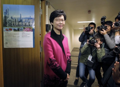 香港特首選舉 候選人林鄭氏為中國支持的親中派